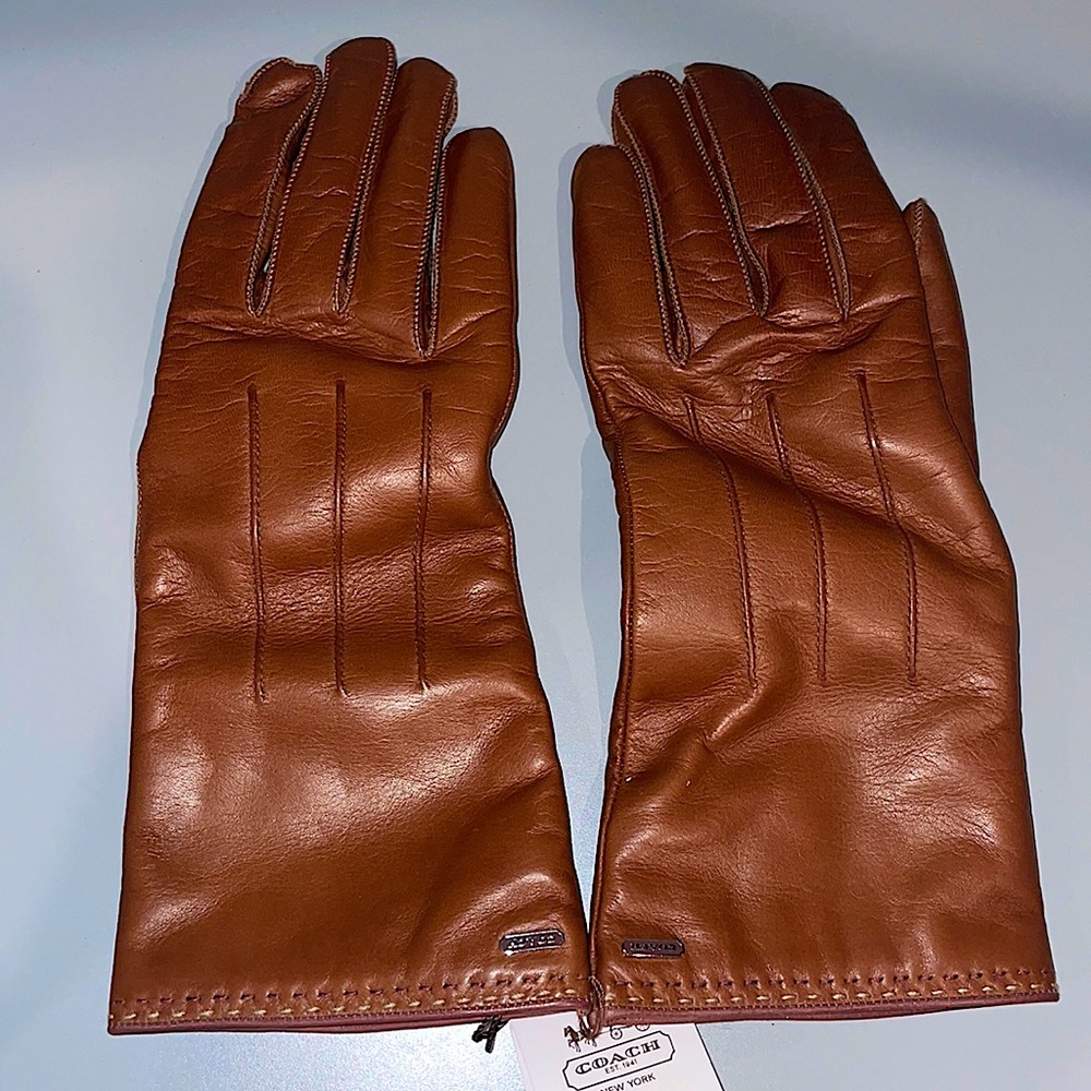 Coach Womens Basic Cashmere Lined Leather Gloves